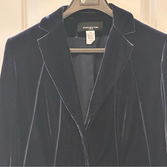 Jones New York Womens Velvet Blazer Jacket 14W Navy Rayon & Silk Blend - Picture 4 of 5
